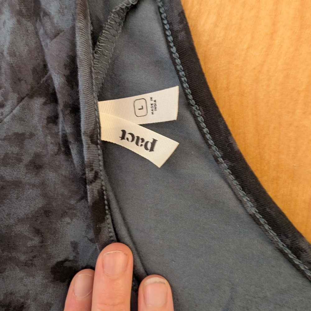 PACT Black and Gray Mini Dress L NEW - Picture 3 of 3